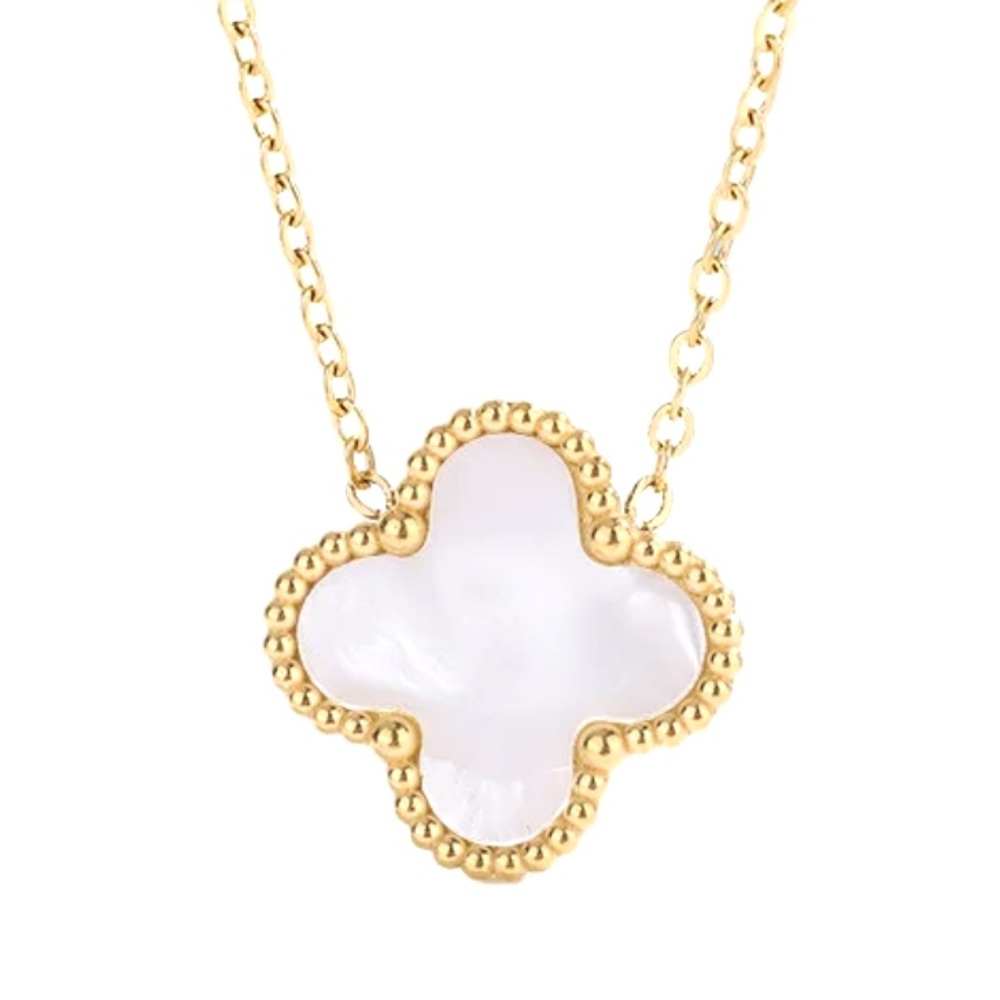 Mother of Pearl Clover Quatrefoil Gold Necklace